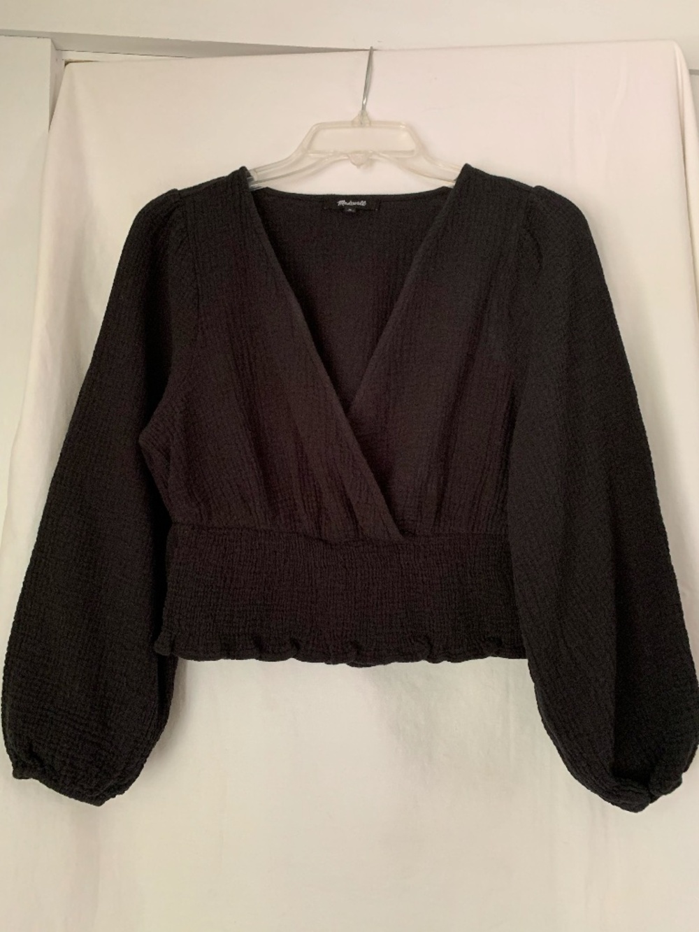 Madewell black 'Lightspun Julianne Smocked Waist Top'